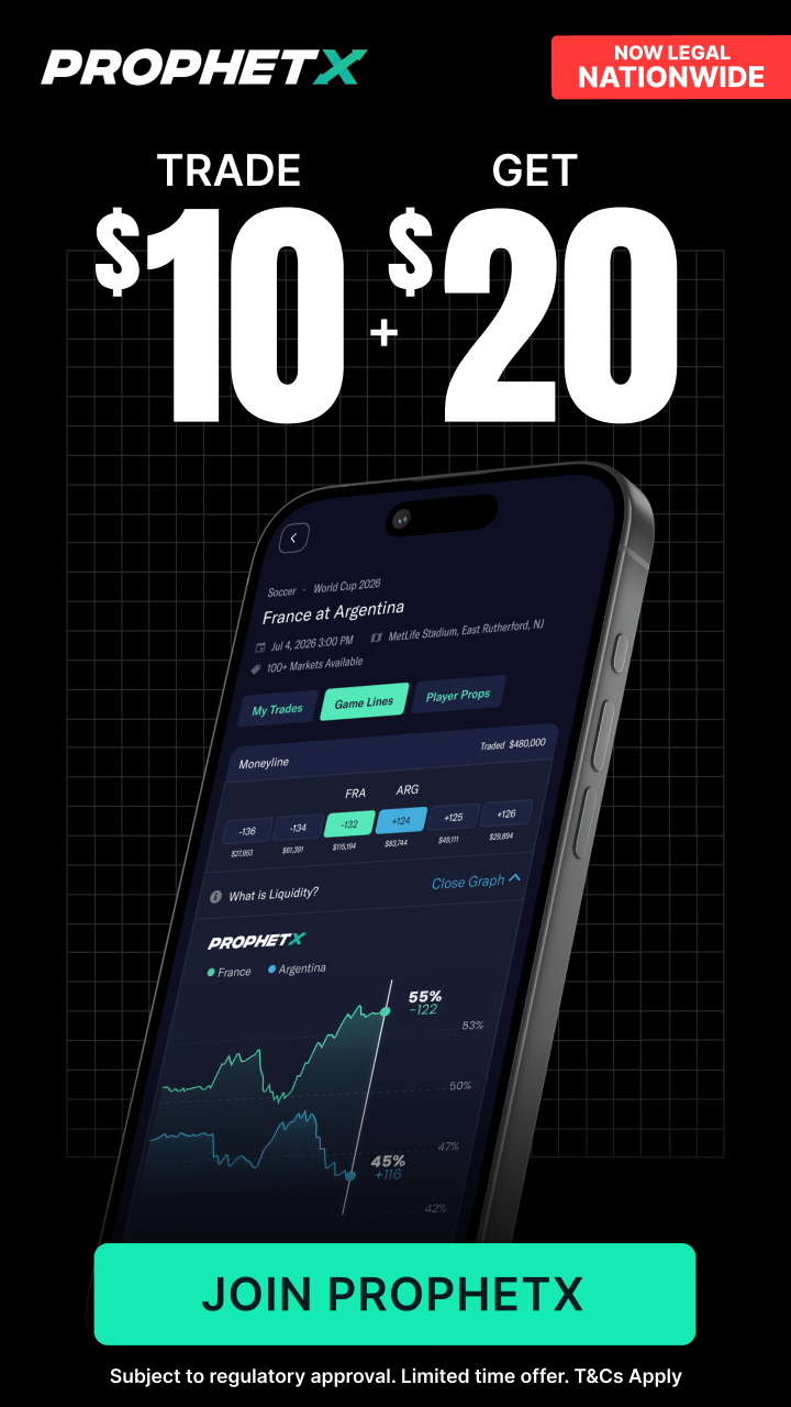 ProphetX sports prediction market — trade $10 and get $20 with promo code NYPREDICTS