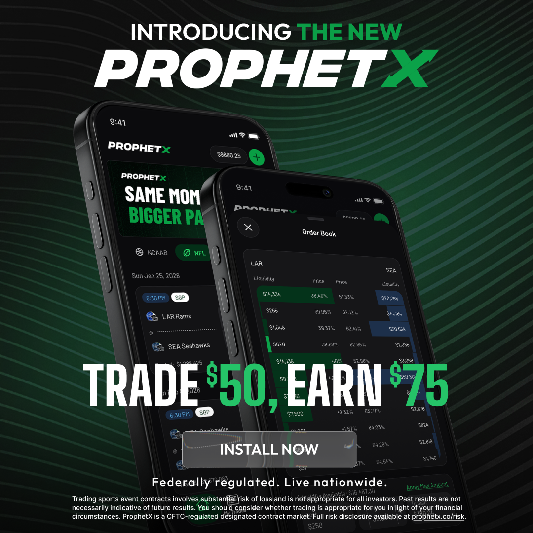 ProphetX: new user bonus, trade $50, earn $75
